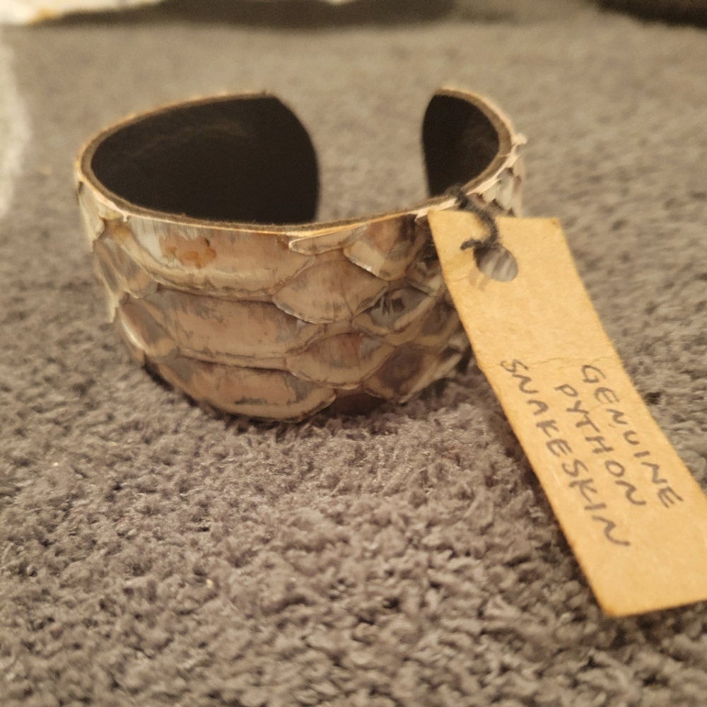 Genuine Python Snakeskin Cuff Bracelet, women's jewelry, brand new